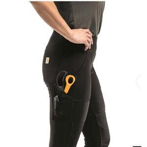 Carhartt Women's Force Utility Knit Leggings Cargo Pockets Active Black Large